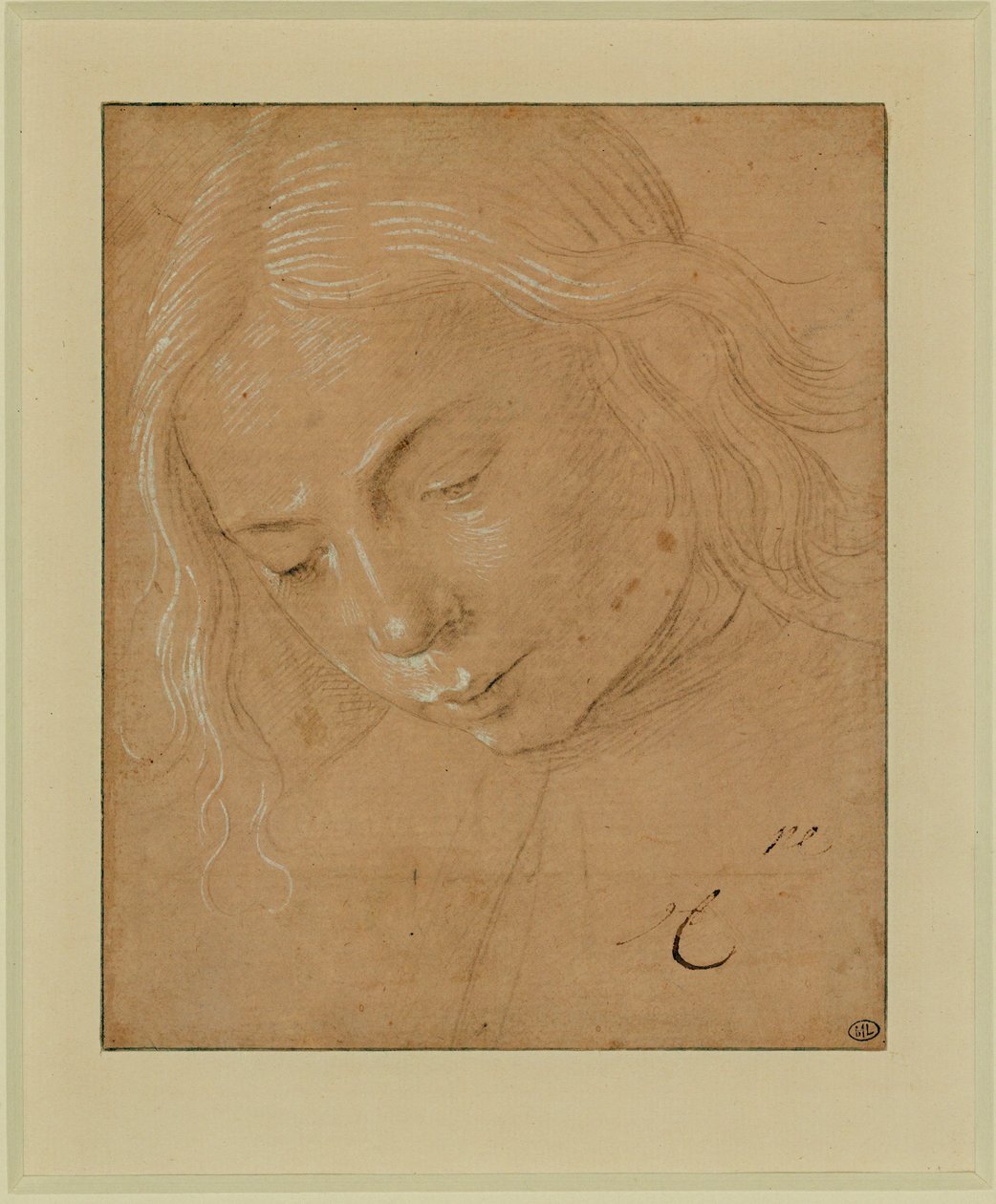 Portret młodego mężczyzny, trzy czwarte profilu, pochylony do przodu ... autorstwa Lorenzo di Credi