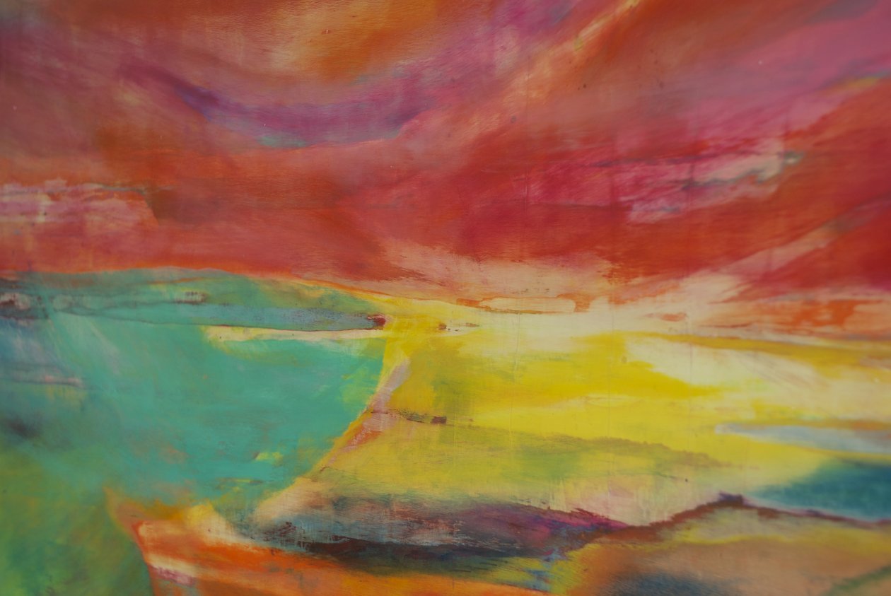 Między lądem a morzem, Pejzaż, 2016, (zdjęcie, fragment malarstwa) autorstwa Lou Gibbs