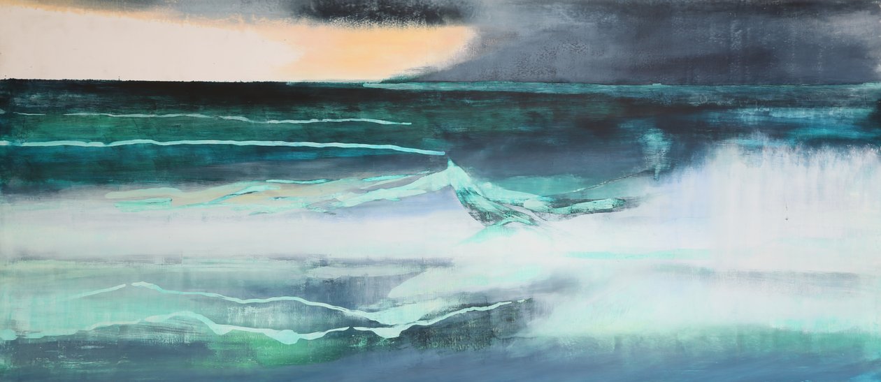 Seascape (olej i szelak na zaprawie) autorstwa Lou Gibbs