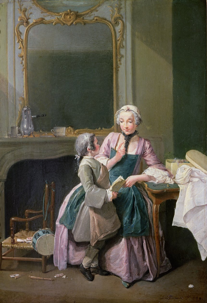 Lekcja czytania, 1740 autorstwa Louis Aubert