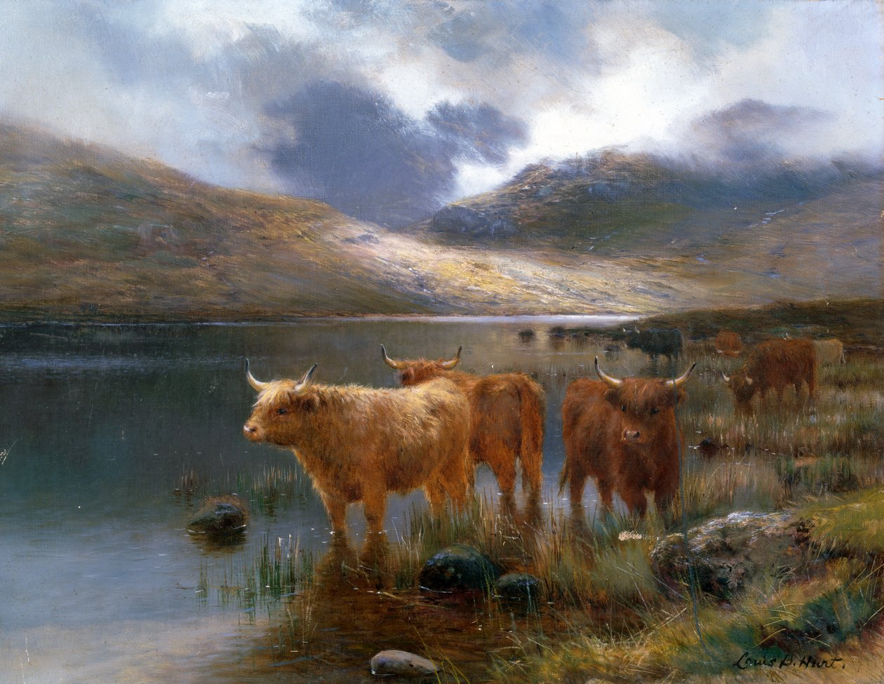 Bydło górskie nad jeziorem Loch autorstwa Louis Bosworth Hurt