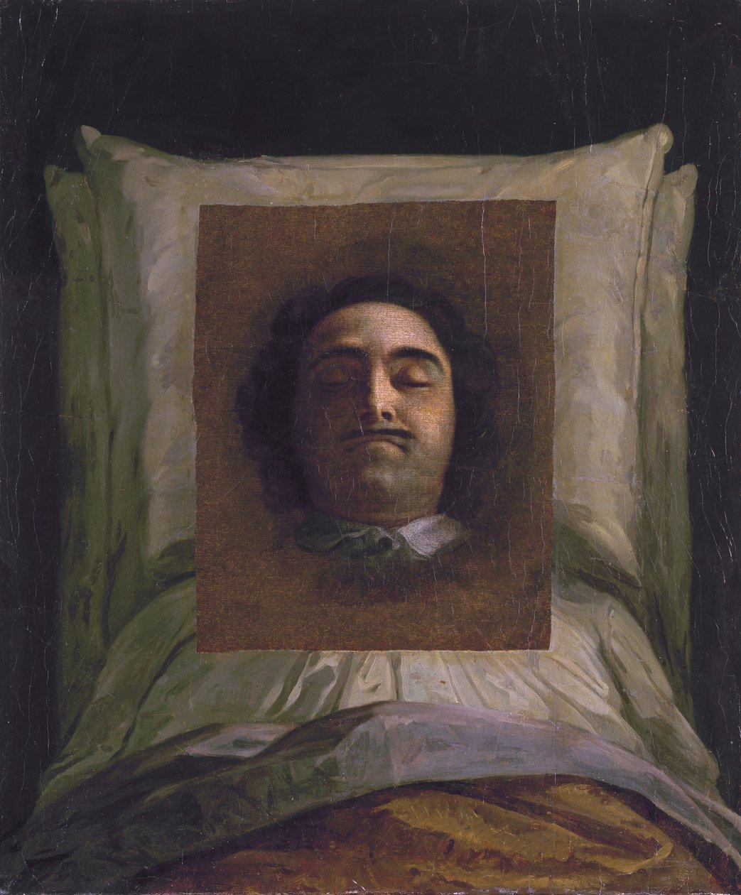Portret Piotra Wielkiego na łożu śmierci autorstwa Louis Caravaque