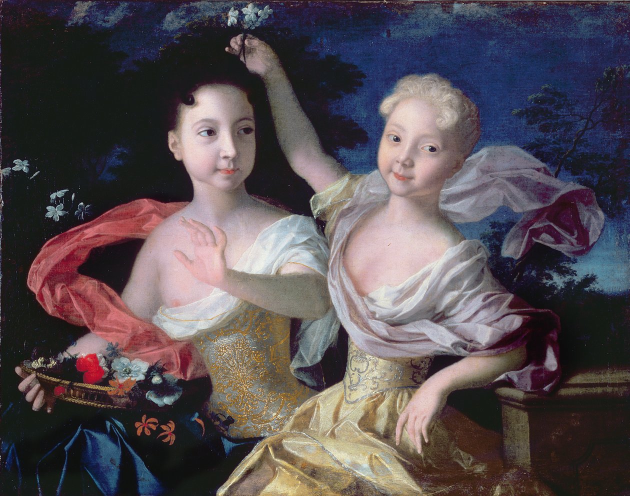 Portret księżniczek Anny Pietrownej (1708-28) i Elżbiety Pietrownej (1709-62) 1717 autorstwa Louis Caravaque