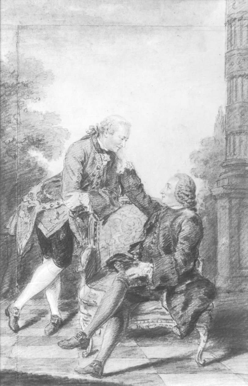 Denis Diderot (1713-84) i Melchior, baron de Grimm (1723-1807) autorstwa Louis Carrogis dit Carmontelle