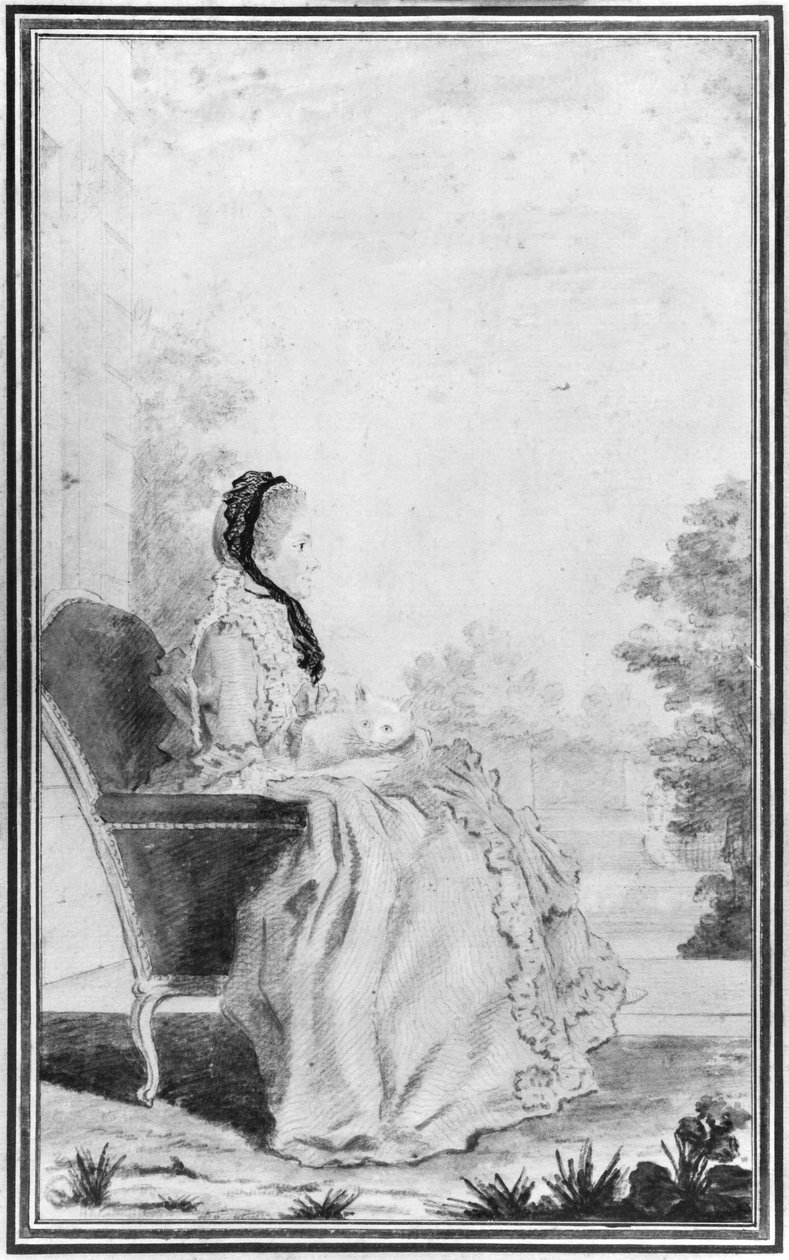 Portret Madame du Deffand, 1760 (ołówek i wc na papierze) autorstwa Louis Carrogis dit Carmontelle