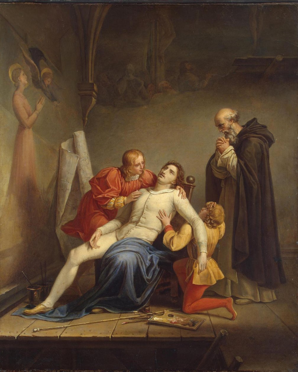 Śmierć Masaccio, c.1817 autorstwa Louis Charles Auguste Couder