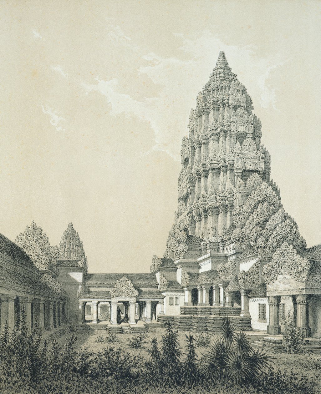 Centralna wieża i sąd najwyższy Angkor Wat, 1873 r. autorstwa Louis Delaporte