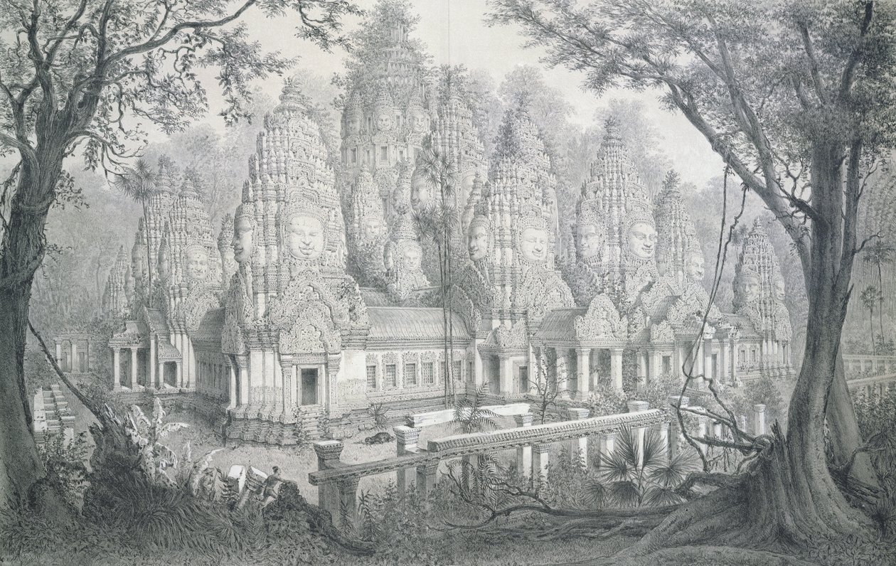Ruiny Bajon, Kambodża, 1873 r. autorstwa Louis Delaporte