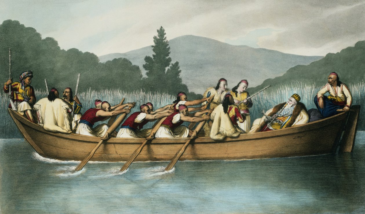 Ali Pasza (1741-1822) z polowania Janiny nad jeziorem Butrinto w marcu 1819 r., wyryty przez Mlle. Formentin, 1825 autorstwa Louis Dupré