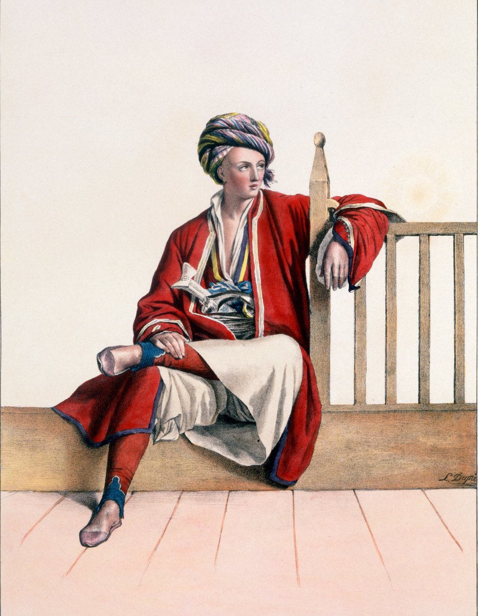 Młody Grek z Tesalii - ilustracja XIII, sztychowana przez Lemerciera z „Podróży po Athènes et a Konstantynopola”, napisana i zilustrowana przez Dupre, 1828 autorstwa Louis Dupré