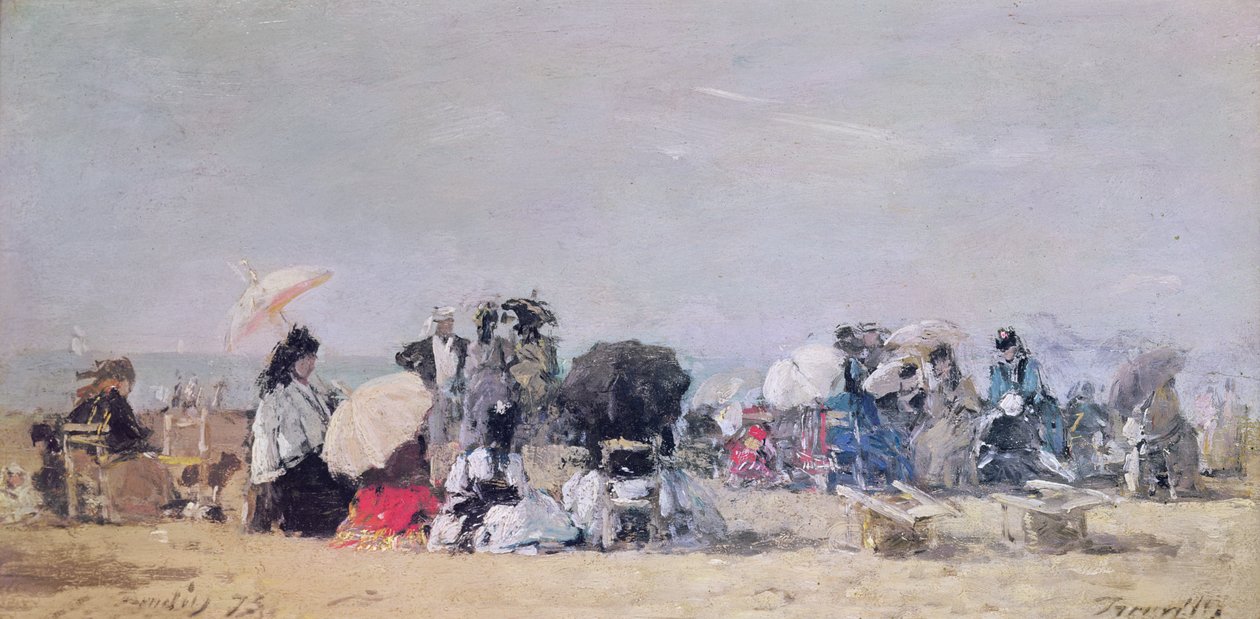 Scena na plaży, Trouville, 1873 autorstwa Eugene Louis Boudin