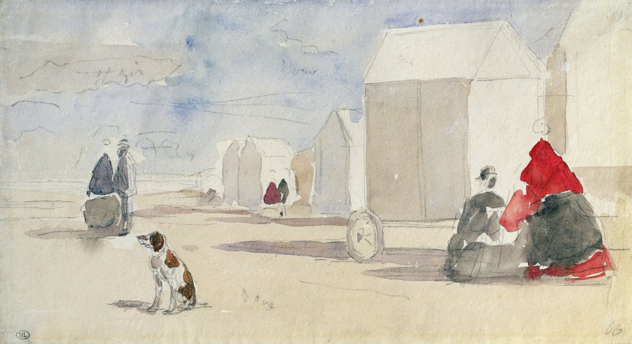 Przy maszynach do kąpieli, 1866 autorstwa Eugene Louis Boudin