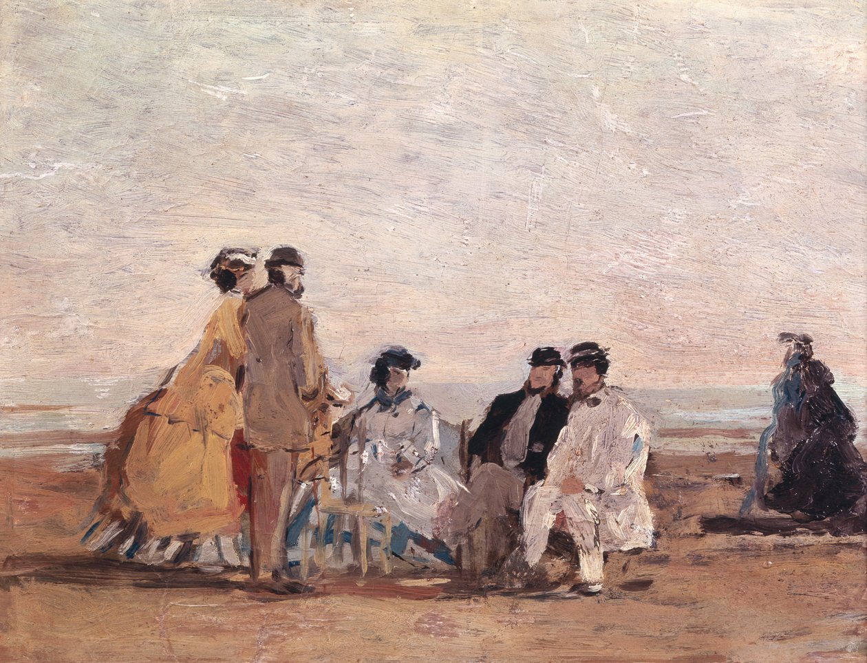 Na plaży w Trouville, c.1865 autorstwa Eugene Louis Boudin