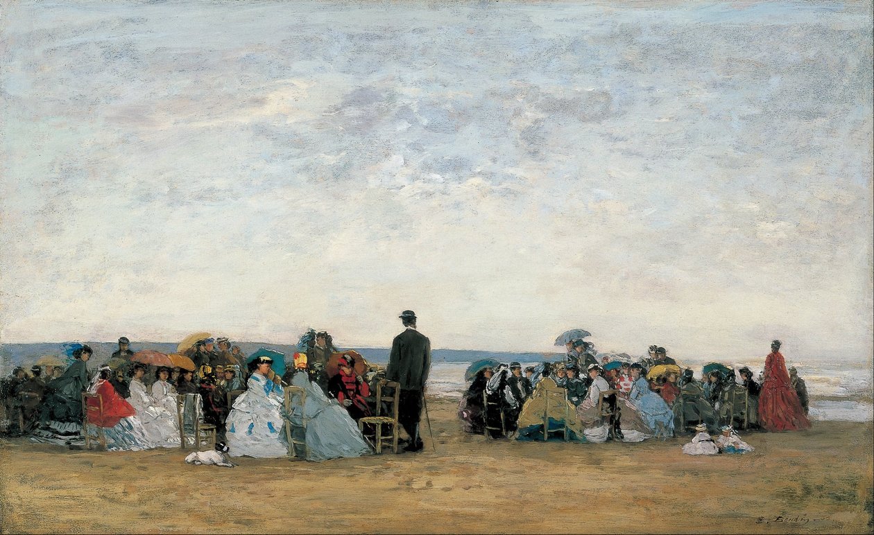 Plaża w pobliżu Trouville autorstwa Eugene Louis Boudin