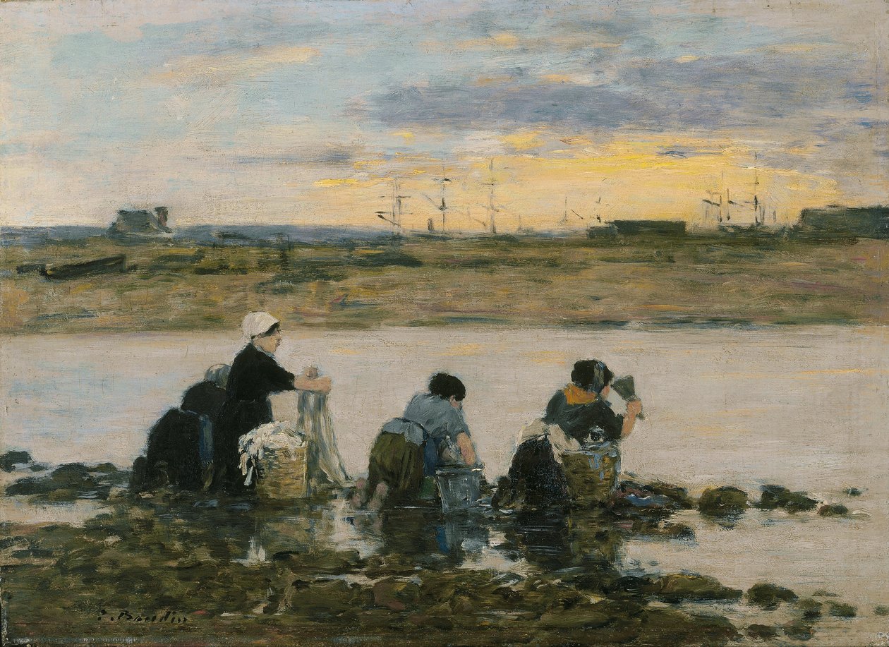 Praczki nad rzeką autorstwa Eugene Louis Boudin