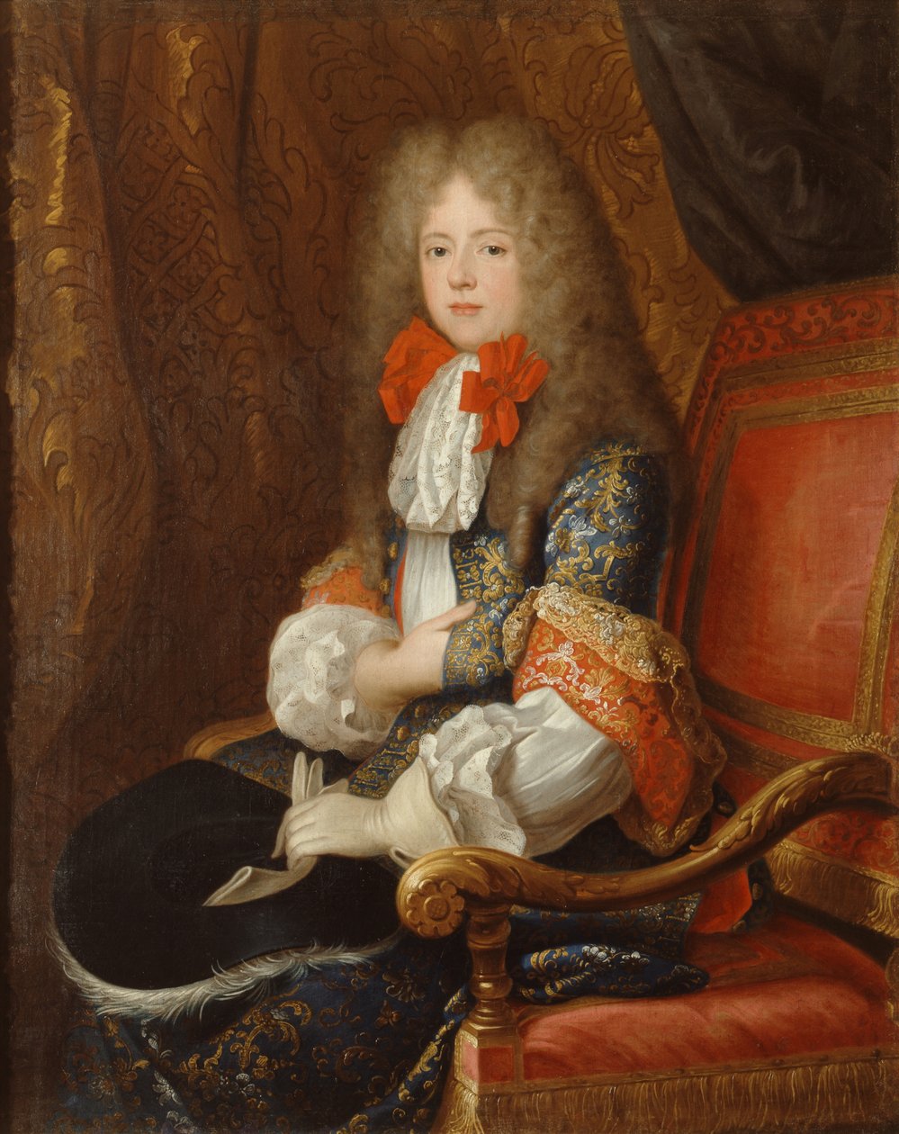 Portret Liselotte von der Pfalz, księżnej orleańskiej w stroju myśliwskim (1652-1722) autorstwa Louis Ferdinand Elle the Younger