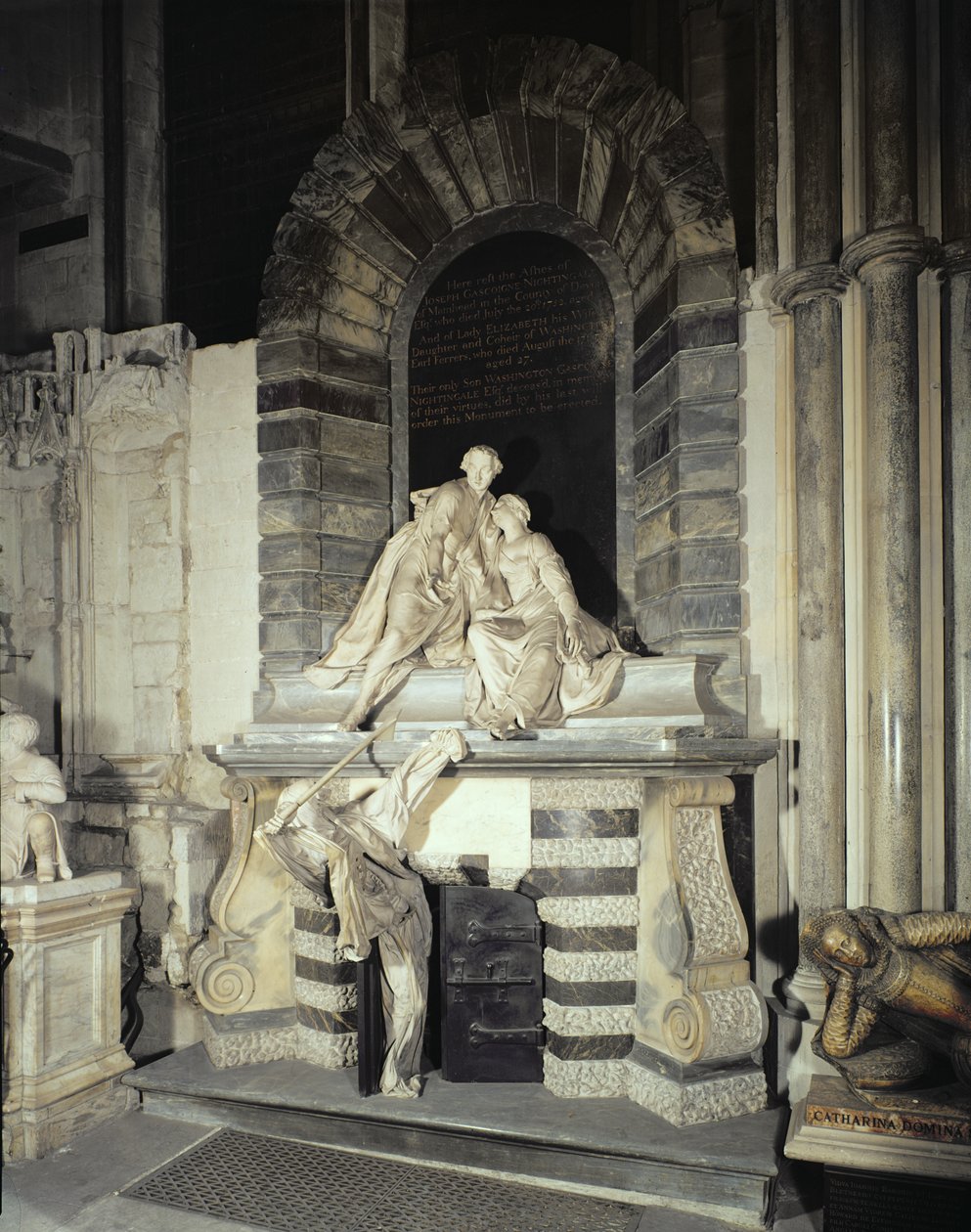 Grób Sir Josepha i Lady Elizabeth Nightingale (zm. 1731), 1761 (marmur) autorstwa Louis Francois Roubillac
