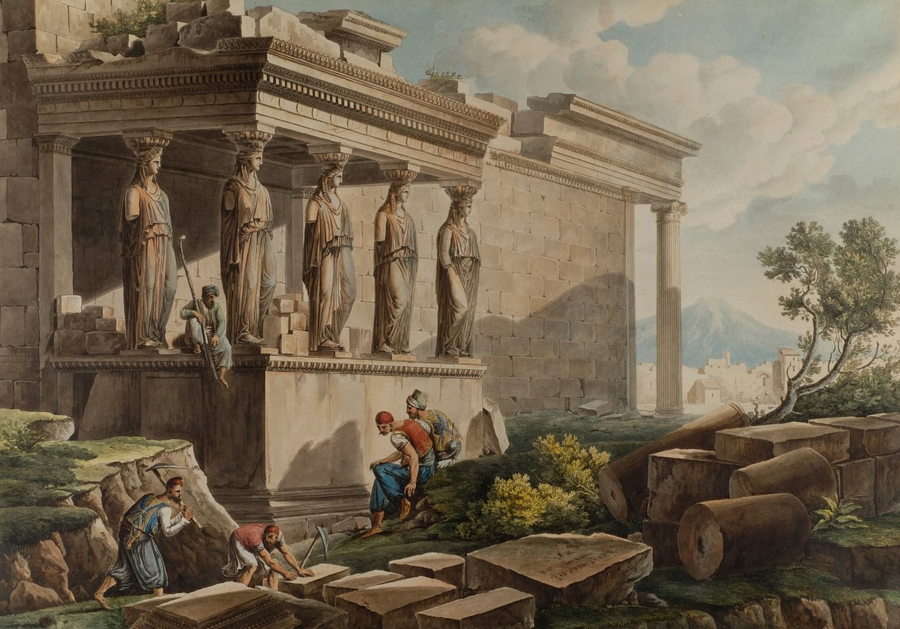 Ganek Kariatyd na Erechtejon autorstwa Louis Francois Cassas