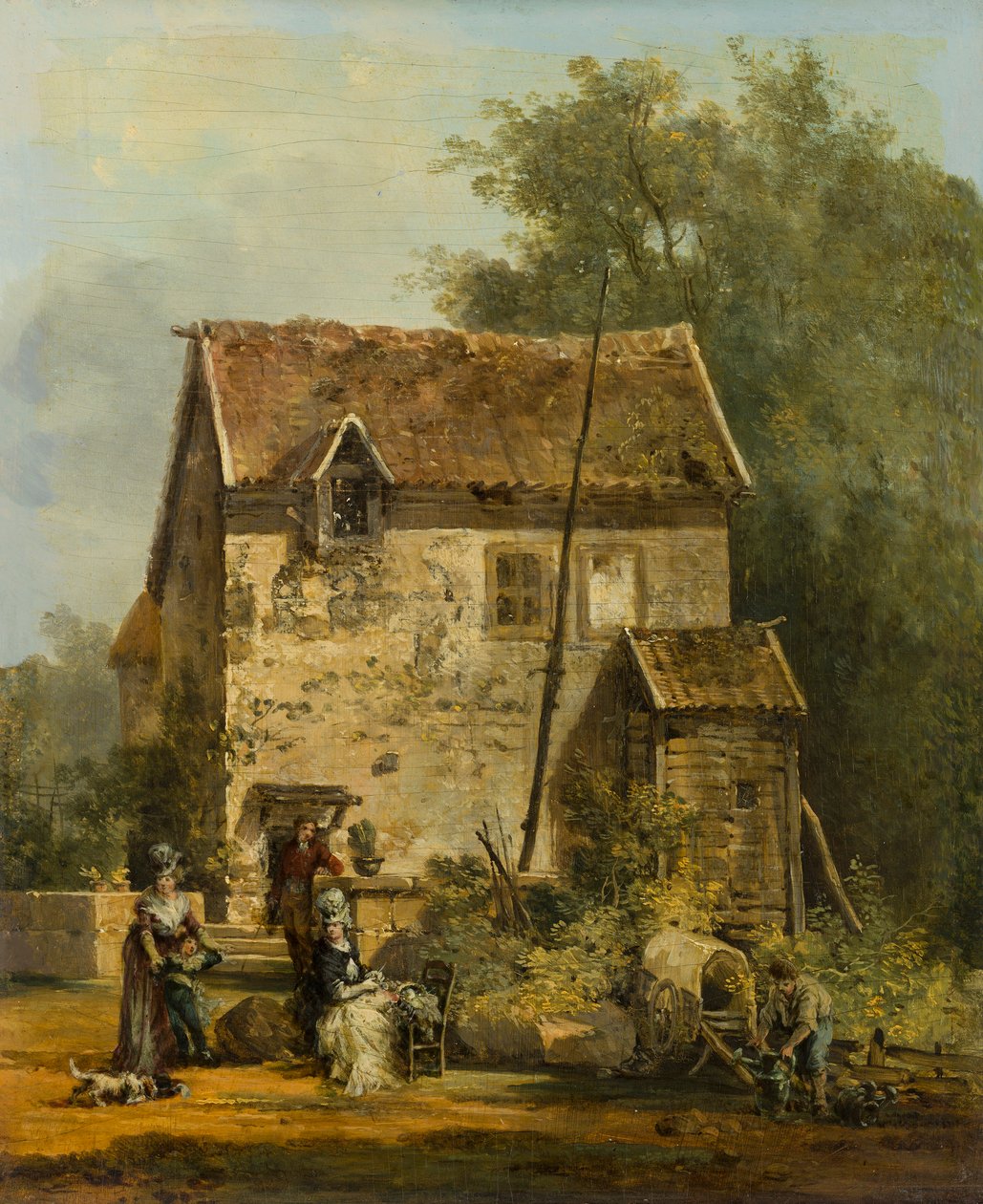 Elegancka firma w ogrodzie autorstwa Louis Gabriel Moreau