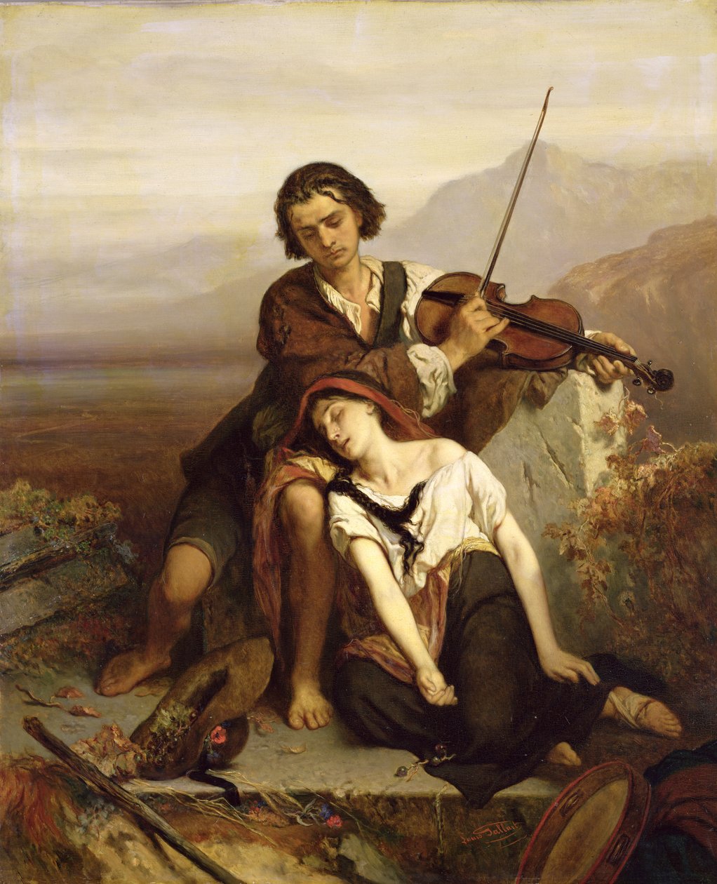 Pocieszenie w smutku, ok.1852 autorstwa Louis Gallait