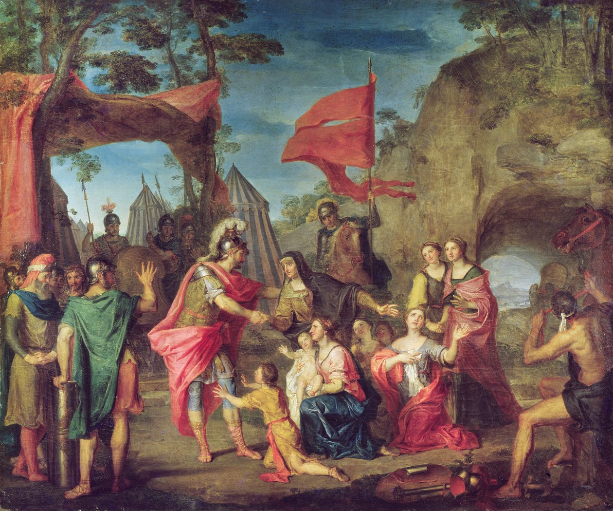 Coriolanus w obozie Volscian, 1747 autorstwa Louis Galloche
