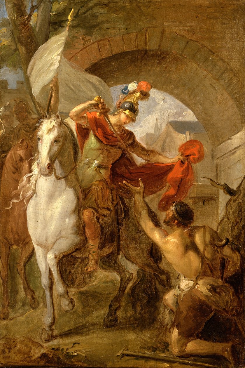 Św. Marcin dzielący się płaszczem z żebrakiem, ok. 1737 r. autorstwa Louis Galloche