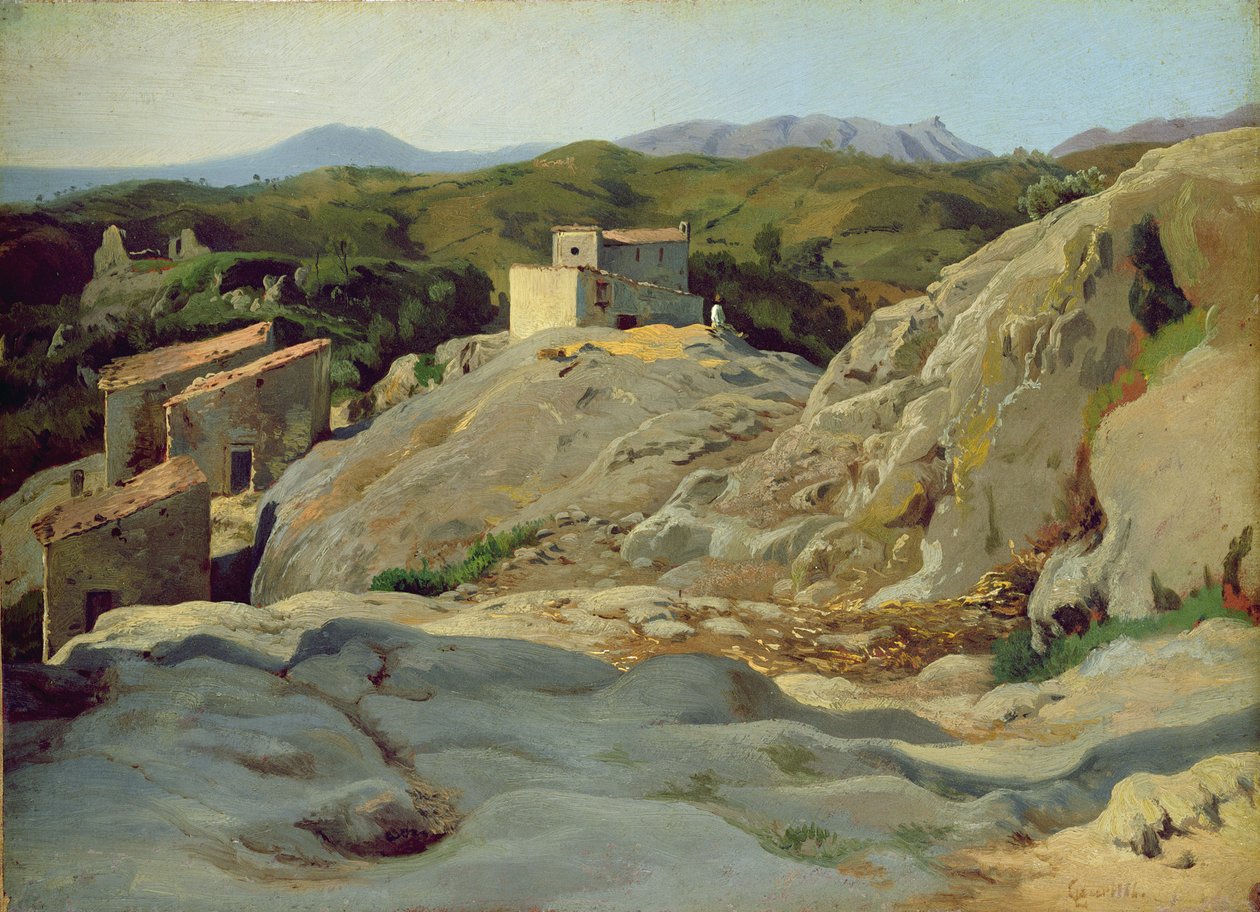 Wieś w górach (olej na papierze na płótnie) autorstwa Louis Gurlitt