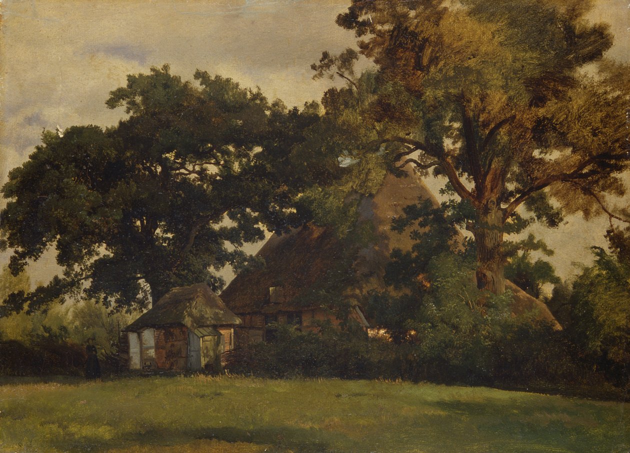 Dom wiejski w Sierhagen, 1861 (olej na papierze na drewnie) autorstwa Louis Gurlitt
