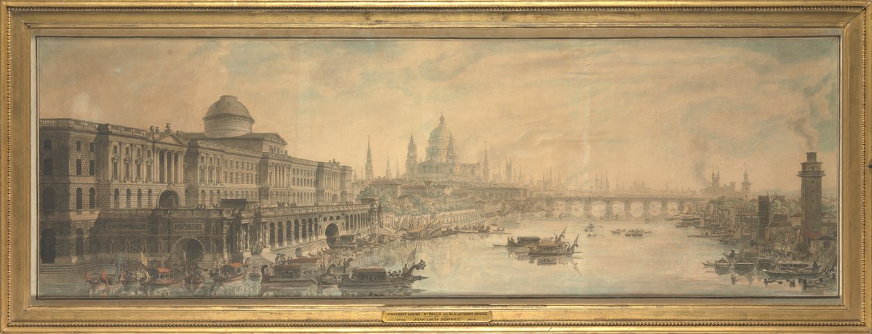 Somerset House, katedra św. Pawła i most Blackfriars autorstwa Louis Jean Desprez