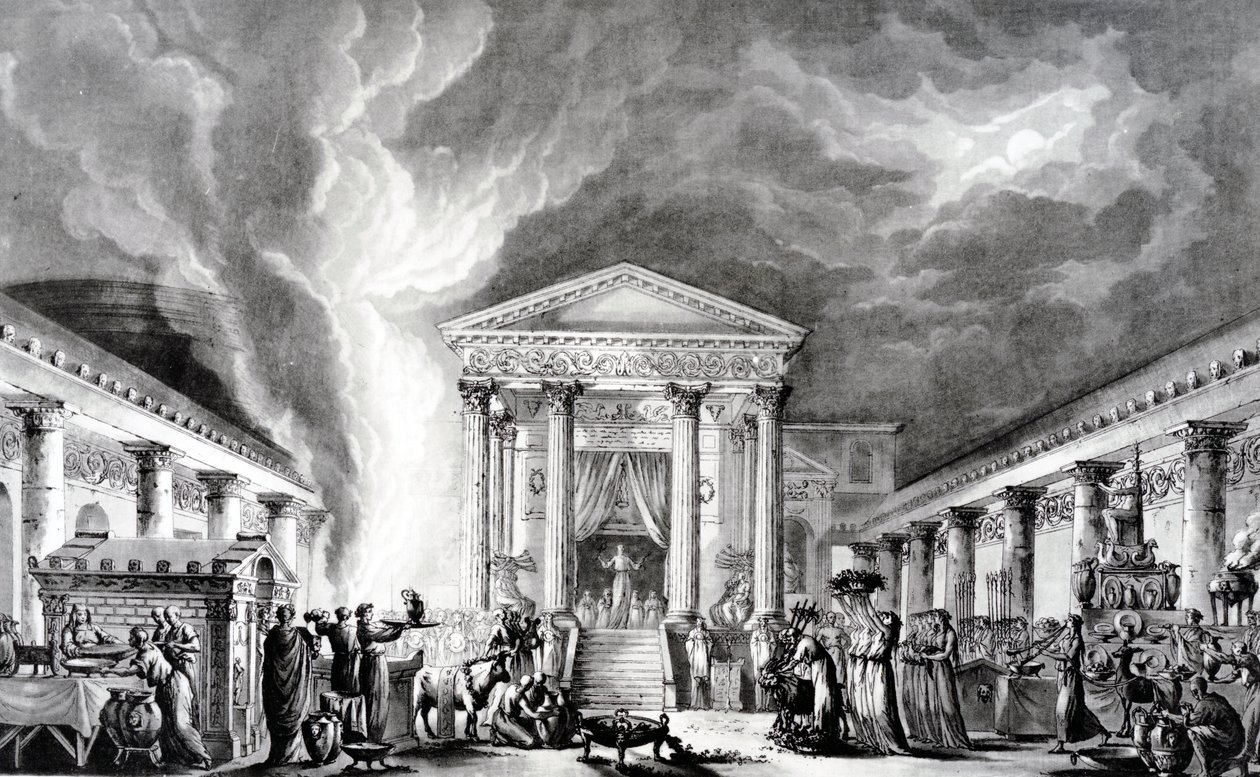 Świątynia Izydy, Pompeje, ilustracja z „Podróży pittoresque de Naples et de Sicile” św. Nona, sztychowana przez Duplessi-Bertaux i d