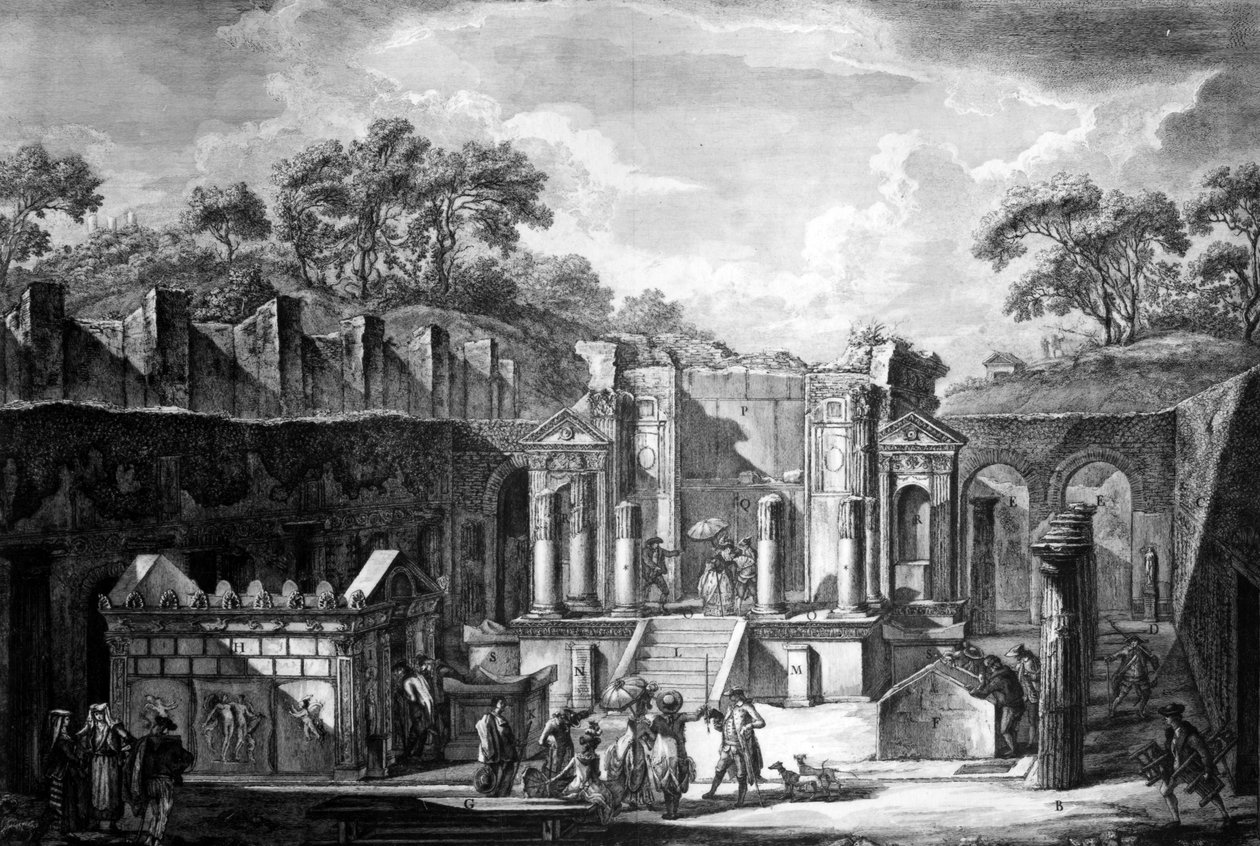 Widok świątyni Izydy w Pompejach, rytowany przez Francesco Piranesiego, 1788 autorstwa Louis Jean Desprez