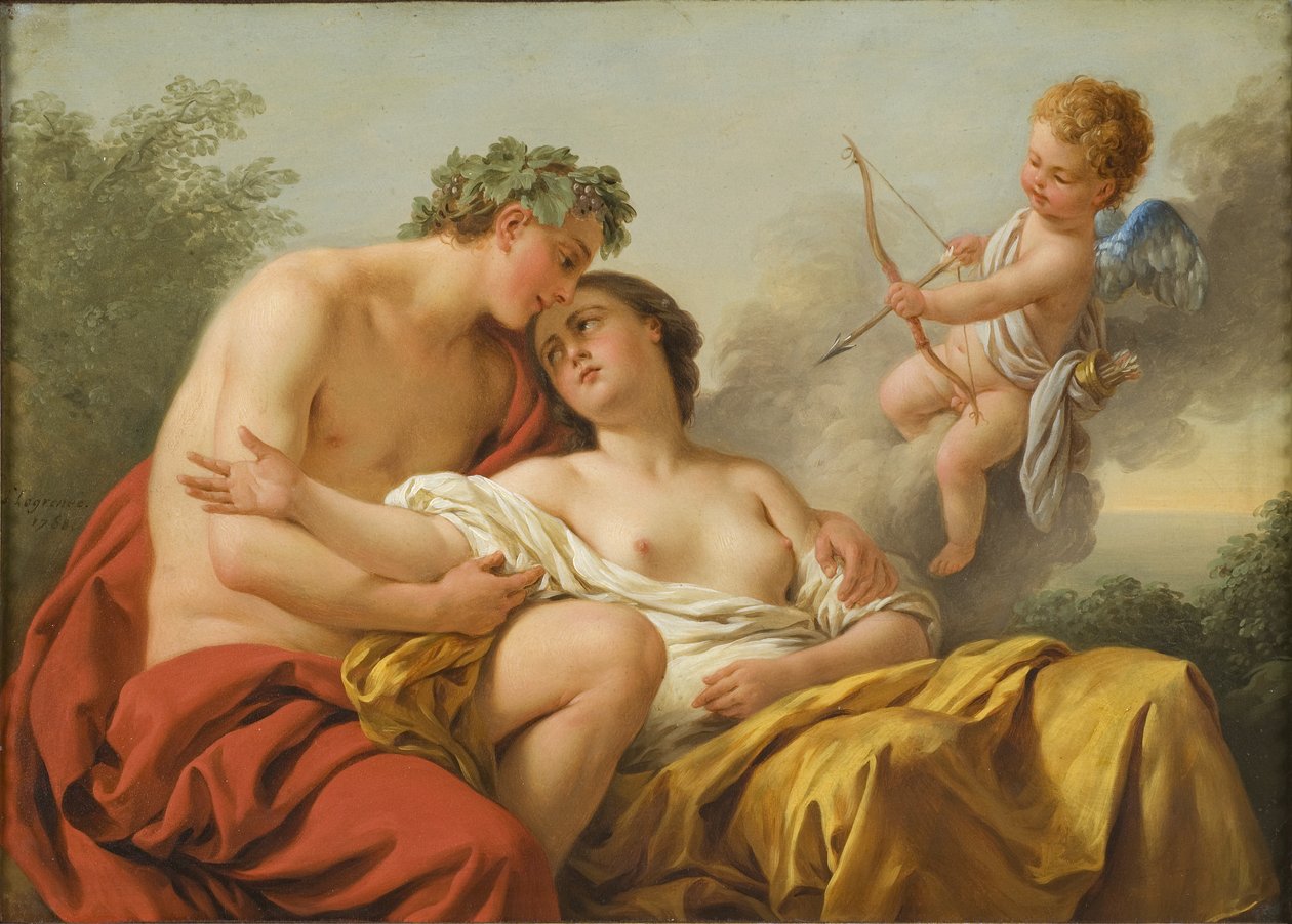 Bachus i Ariadna, 1768 (olej na miedzi) autorstwa Louis Jean François Lagrenée