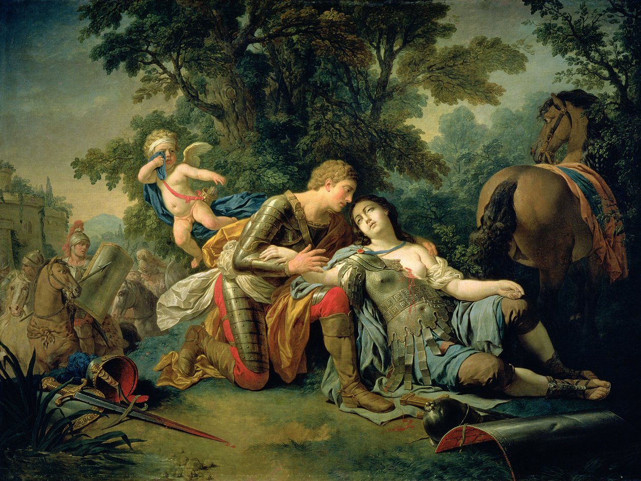Tankred i Clorinda, 1761 autorstwa Louis Jean François Lagrenée