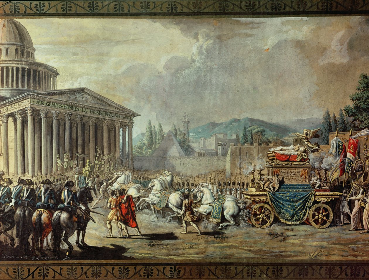 The Translation of the Mortal Remains of Voltaire (1694-1778) do Panteonu w Paryżu 10 lipca 1791 (więcej) autorstwa Louis Jean François Lagrenée