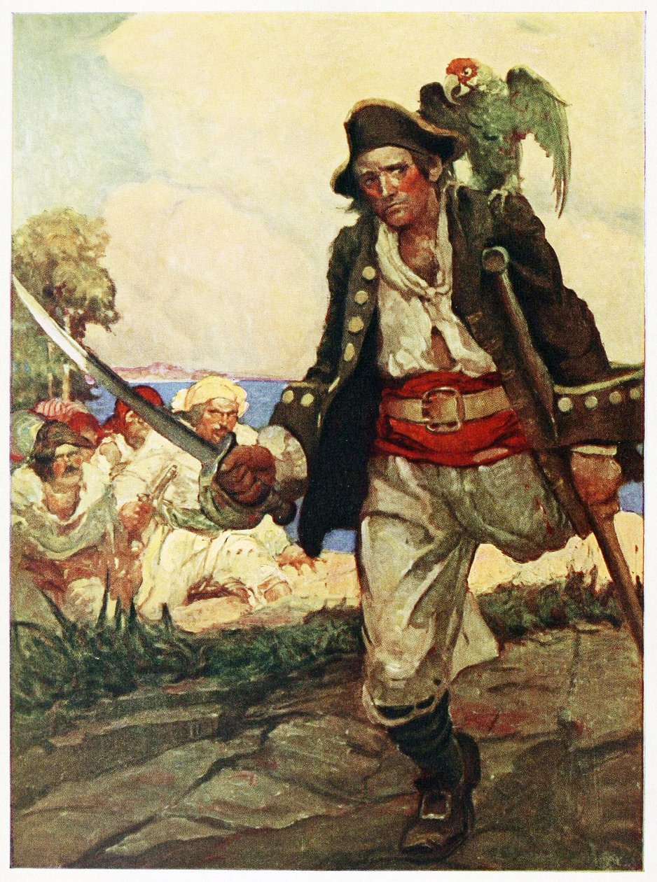 Frontyspis z pubu Treasure Island. 1915 (kolorowa litorafa) autorstwa Louis John Rhead