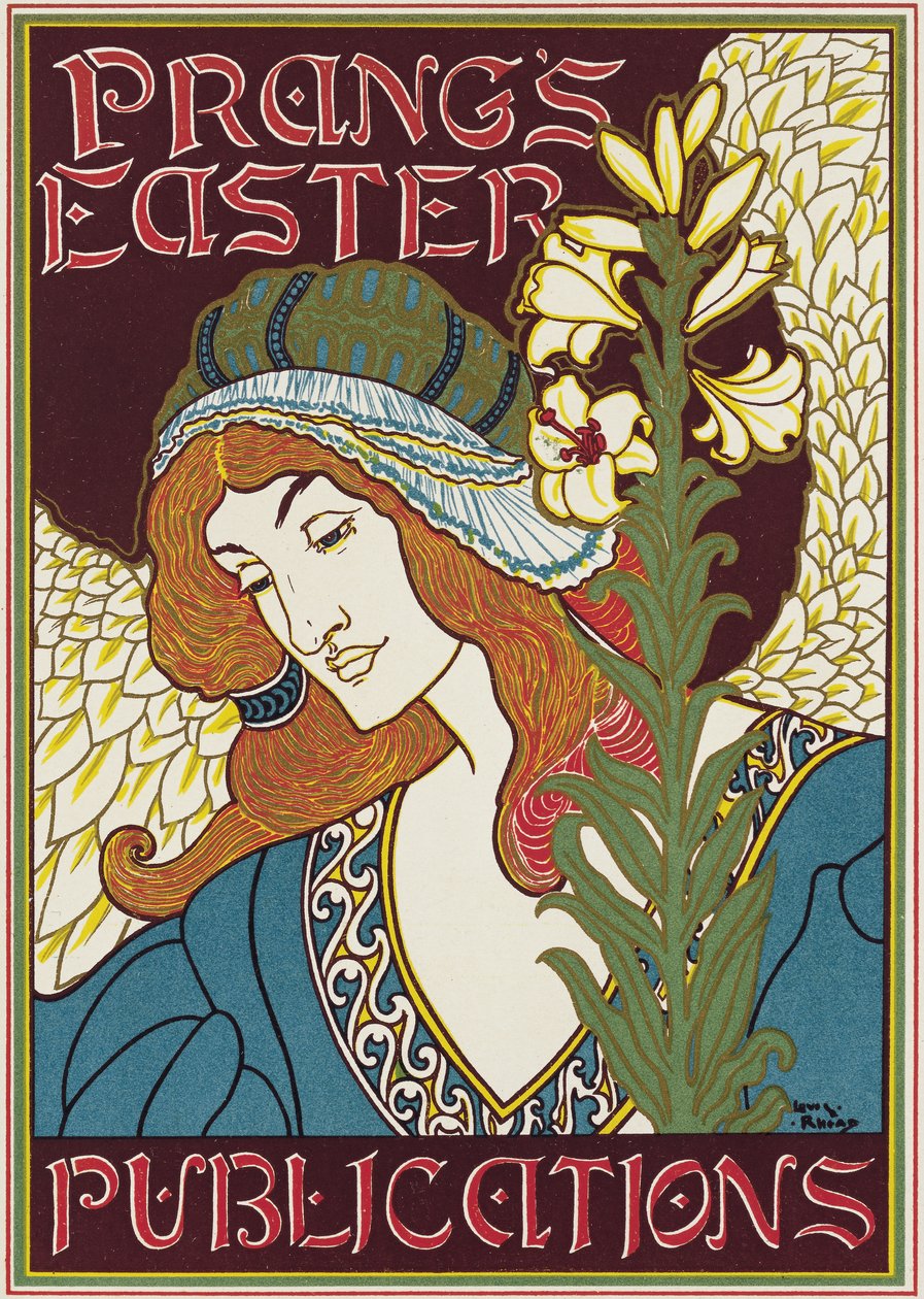Plakat reklamujący Wielkanocne publikacje Prang, 1896 autorstwa Louis John Rhead