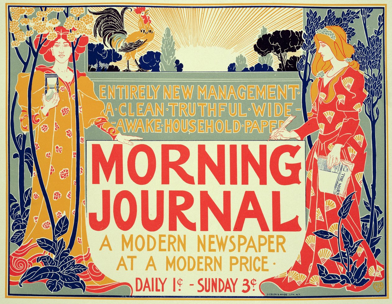 Reprodukcja plakatu reklamującego „Morning Journal, A Modern Newspaper at a Modern Price”, American autorstwa Louis John Rhead
