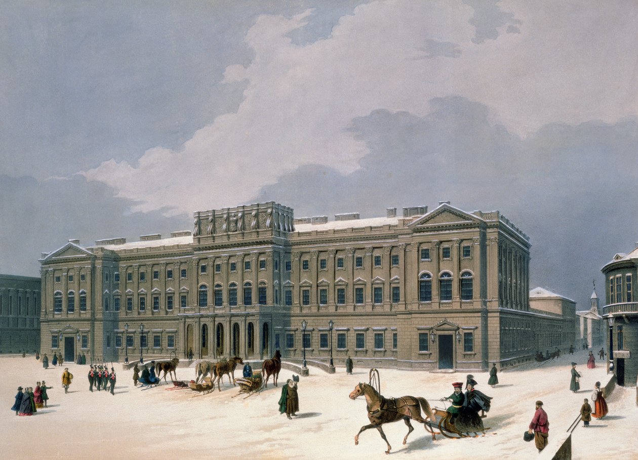 Pałac Wielkiego Księcia Leuchtenberg w Petersburgu, druk Lemercier, Paryż, lata czterdzieste XIX wieku autorstwa Louis Jules Arnout