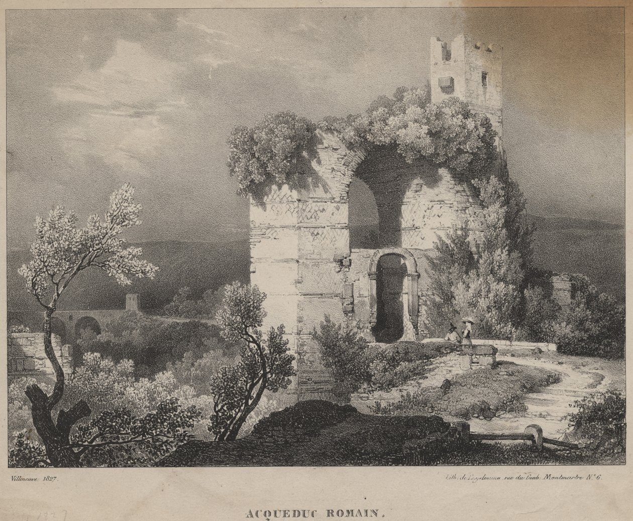 Acqueduc Romain, 1827 autorstwa Louis Jules Frederic Villeneuve