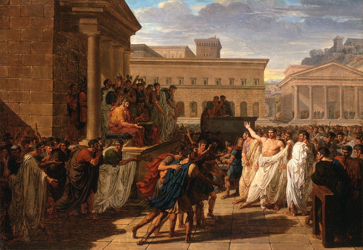 Brutus słuchający ambasadorów z Tarkwinów, ok. 1815 r. autorstwa Louis Lafitte