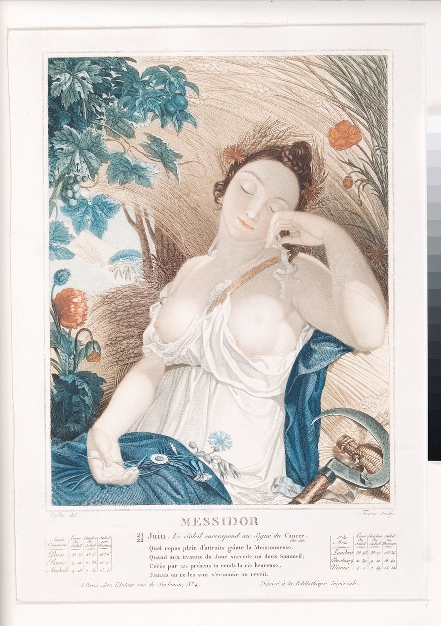 Messidor (czerwiec-lipiec), dziesiąty miesiąc kalendarza republikańskiego, grawerowany przez Trescę, francuski, c.1794 autorstwa Louis Lafitte
