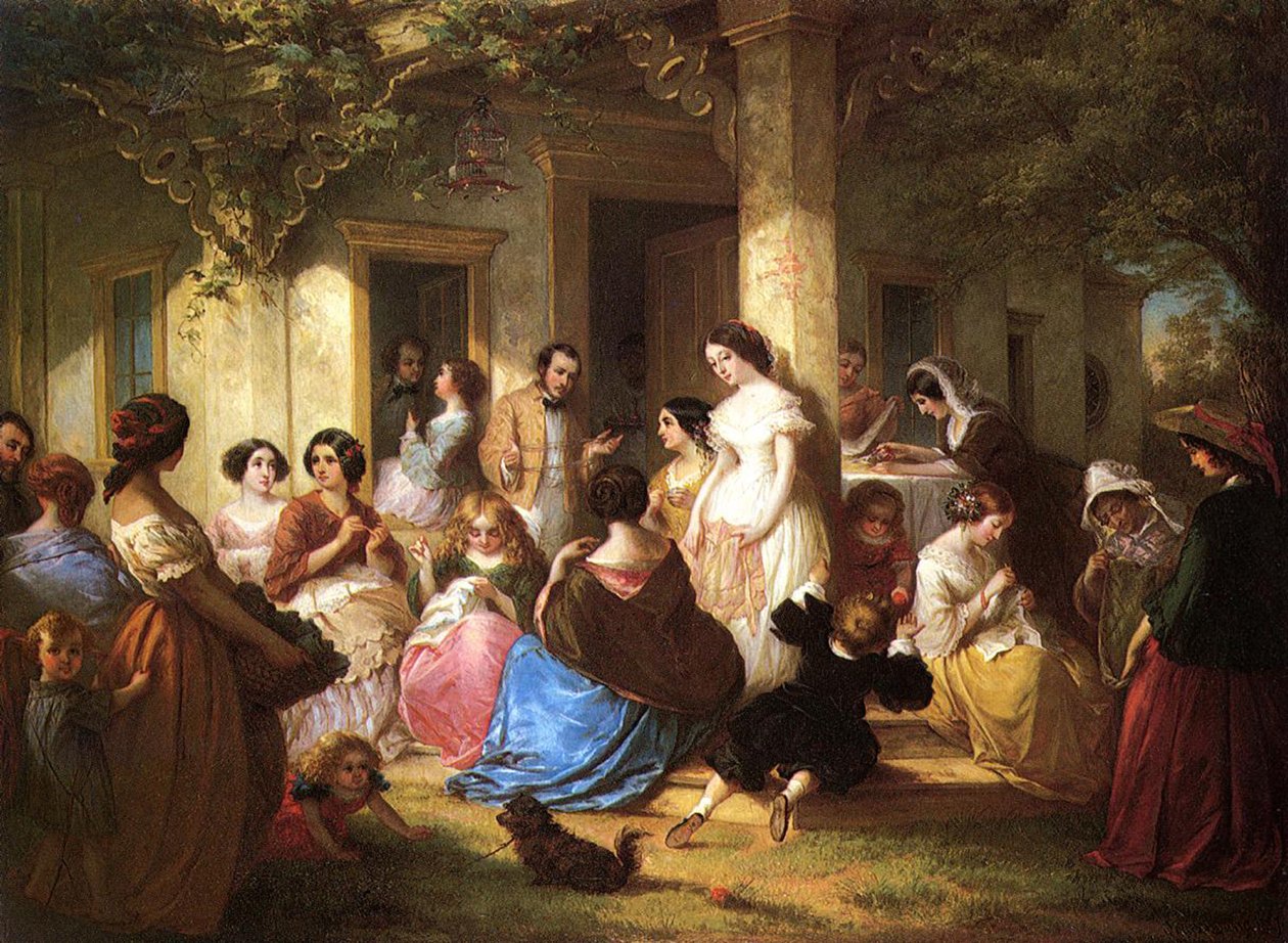 Przyjęcie szycia, 1857 autorstwa Louis Lang