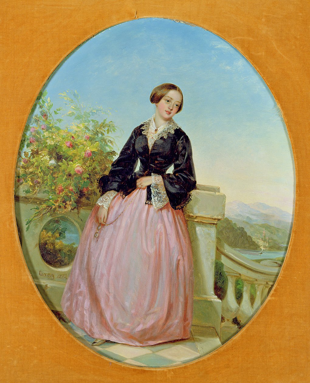 Młoda kobieta na balkonie, 1854 autorstwa Louis Lang