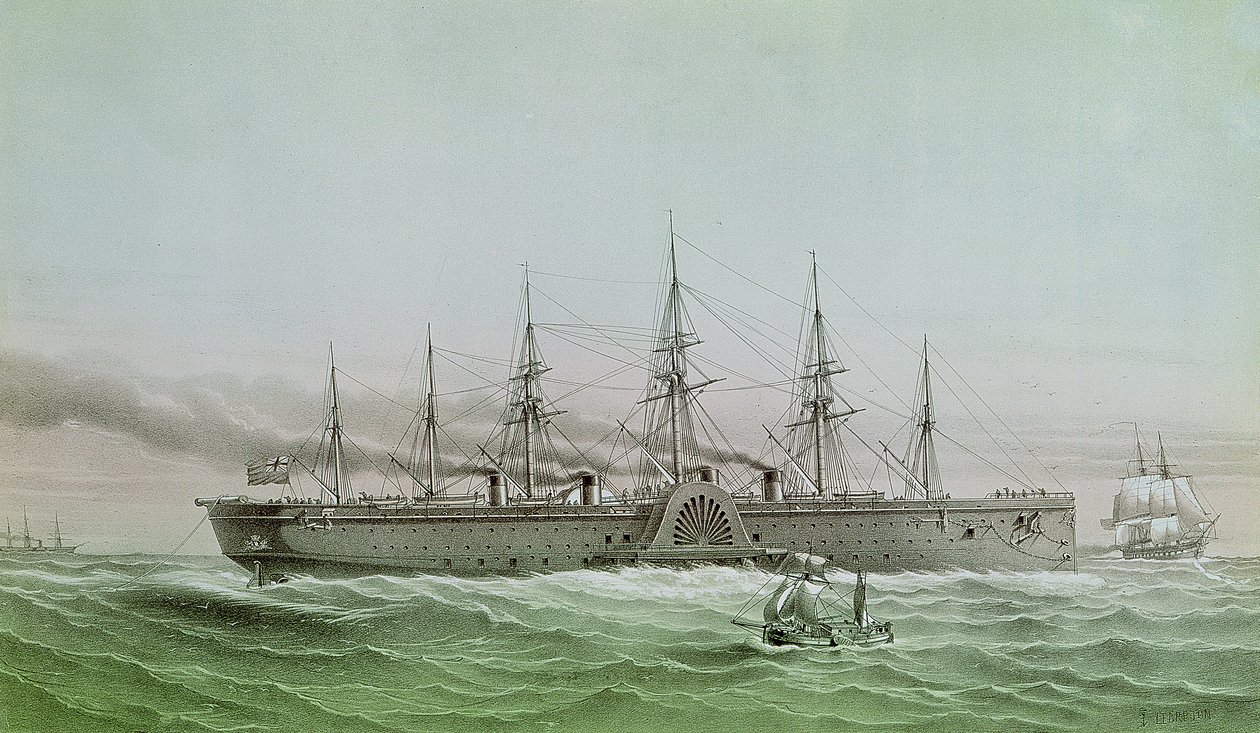 Wielki wschodni układanie kabla elektrycznego między Europą a Ameryką, 1858 r autorstwa Louis Le Breton