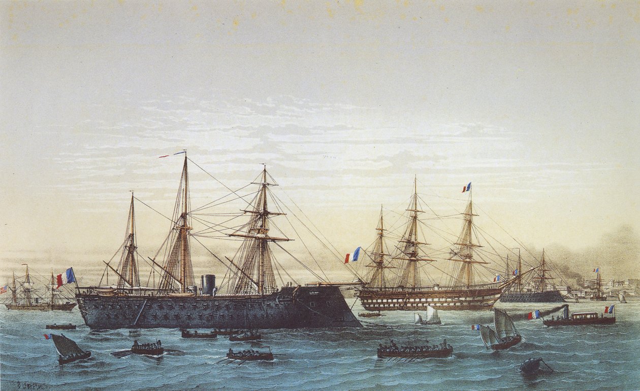 Magenta w Brześciu. W tle widać statek Napoleona III autorstwa Louis Le Breton