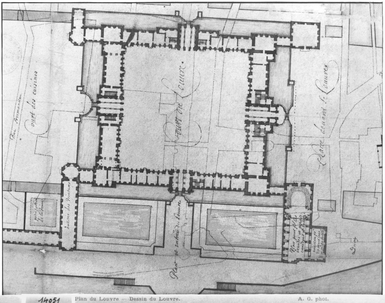 Projekt wschodniej zabudowy Luwru, z „Recueil du Louvre”, tom 1, k.21 autorstwa Louis Le Vau