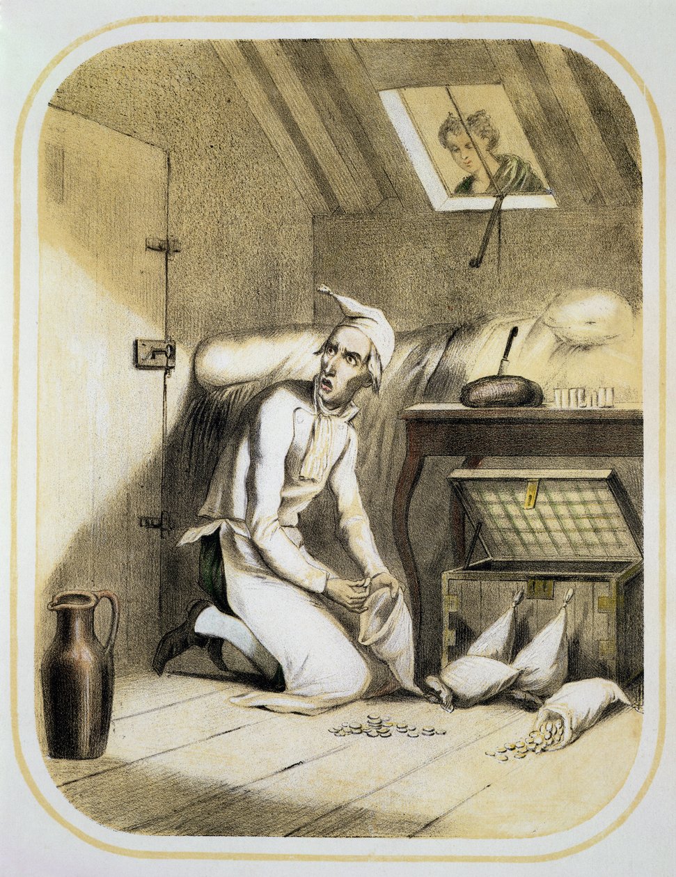 Chciwość w kuchni, z serii grafik przedstawiających Siedem Grzechów Głównych, ok. 1850 autorstwa Louis Leopold Boilly