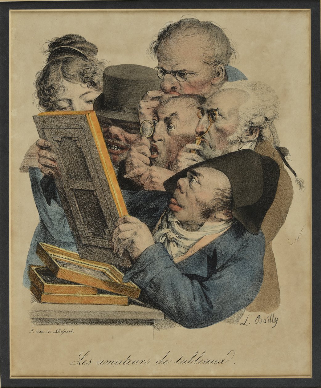Les Amateurs de Tableaux, 1823 (lito ręcznie kolorowane) autorstwa Louis Leopold Boilly