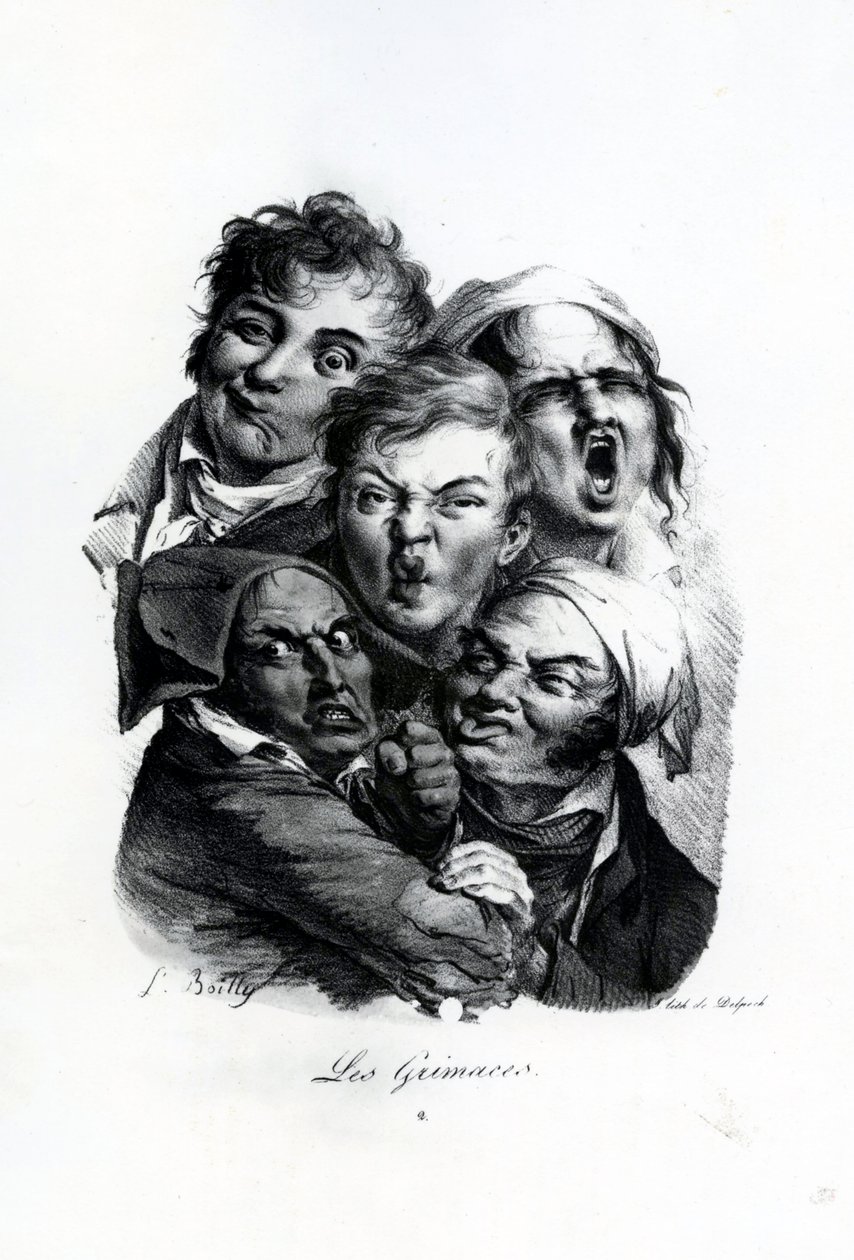 Les Grimaces, c.1823 (litografia) autorstwa Louis Leopold Boilly