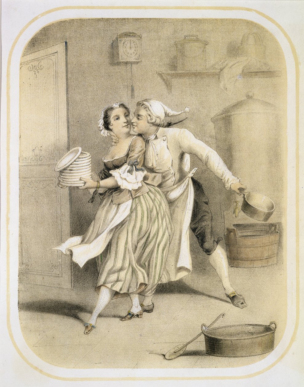 Lust in the Kitchen, z serii rycin przedstawiających Siedem Grzechów Głównych, ok. 1850 autorstwa Louis Leopold Boilly